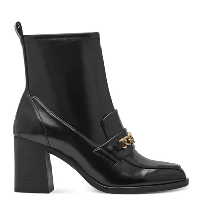 Afbeelding van Tamaris Enkellaarsjes met hoge hak, Dames, Maat: 39, Black Leer