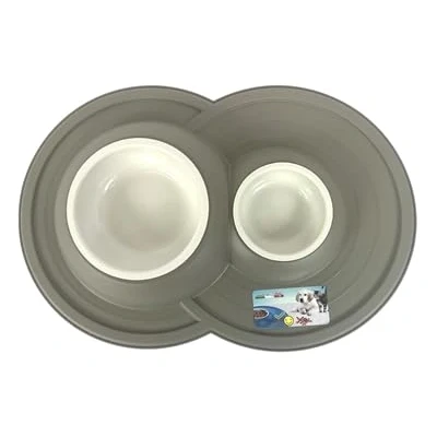 Afbeelding van Happy Pet Mad About Pets Voerbak / Drinkbak Volcano Dubbel Mokka 49X33X6 CM 230/600 ML
