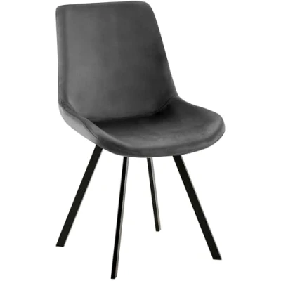 Afbeelding van CLP Lewes Eetkamerstoel Met rugleuning houten poten Velvet donkergrijs