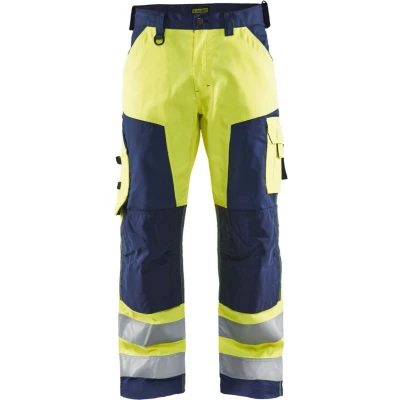 Afbeelding van Blaklader Werkbroek High Vis zonder spijkerzakken 1566 1811 Geel/Marineblauw D108