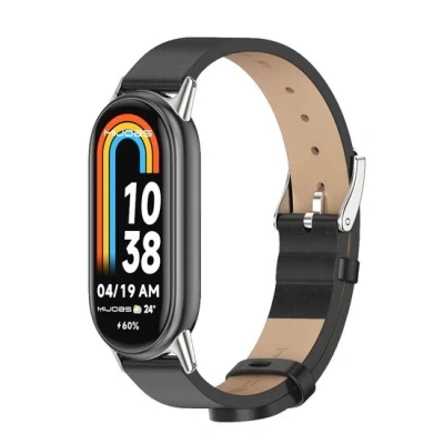 Afbeelding van PU leren bandje Zwart Xiaomi Smart band 8 Kunstleer