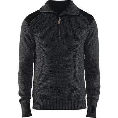 Image de Sweat en laine col zippé gris foncé/noir