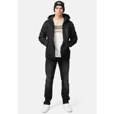 Afbeelding van Lonsdale MIT Kapuze Normale Passform Ballywildrick Winterjas, Heren, Maat: Large, Black white