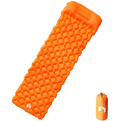 Afbeelding van Kampeermatras met gentegreerd kussen opblaasbaar oranje