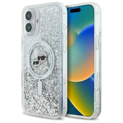 Afbeelding van Karl Lagerfeld KLHMP16MLGKCSGH iPhone 16 Plus 6,7&quot; hardcase Transparant Vloeibaar Glitter Karl&amp;Choupett (Apple Plus), Smartphonehoes,