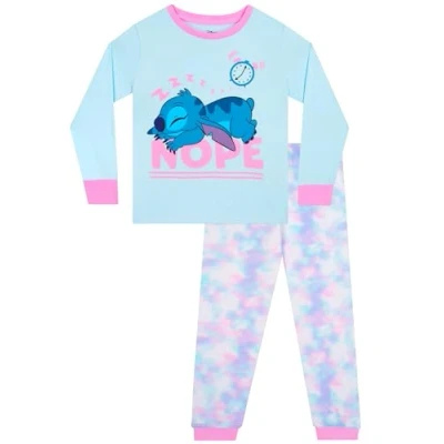 Afbeelding van Disney Stitch Pyjama voor meisjes, pyjamaset Lilo en Stitch, winterpyjama kinderen, Lange handgreep.