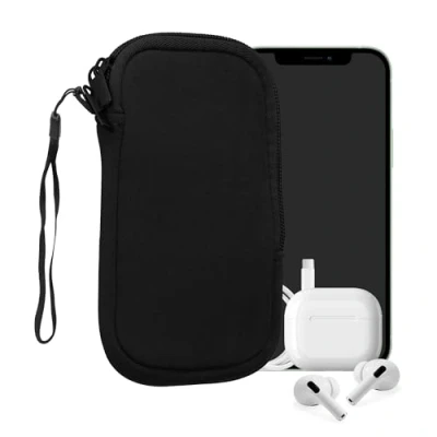 Afbeelding van kwmobile telefoontasje universeel geschikt voor XS 3,5/4&quot; smartphones 12,5 x 6,5 cm Hoesje met rits en polslusje In zwart