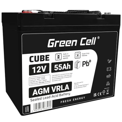 Afbeelding van Green Cell 12V 55Ah M6 (Bolt) Terminal VRLA AGM accu
