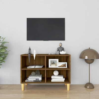 Afbeelding van Tv meubel met houten poten 69,5x30x50 cm bruineikenkleurig