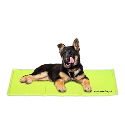 Afbeelding van Relaxdays koelmat hond koelkussen kat groene koeldeken dieren verkoelende mat puppy 50 x 90 cm