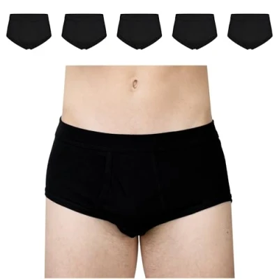 Afbeelding van SES Set van 5 fijne rib slips voor heren S tot 4XL 100% katoen met zachte opening en tailleband hoogwaardige ribben, zwart.