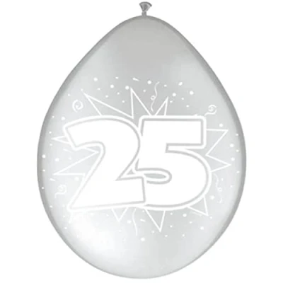 Afbeelding van Ballonnen 25 jaar Getrouwd Zilver 30cm 8 stuks