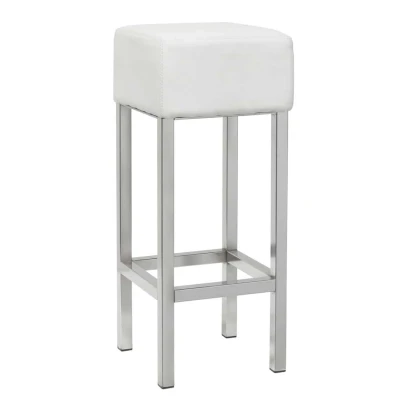 Afbeelding van Barkruk Design met chrome frame en zitting wit