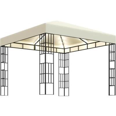 Afbeelding van VidaXL Prieel met LED lichtslinger 3x3 m crèmekleurig