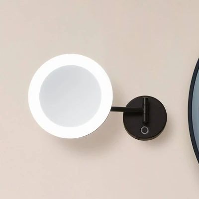 Afbeelding van Lucande LED make upspiegel Fyria, zwart, staal, CCT