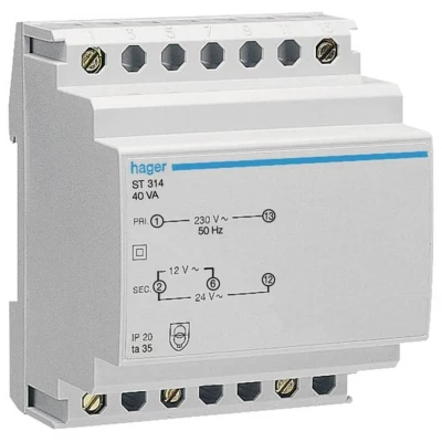 Afbeelding van Hager ST314 Veiligheidstransformator 12 V, 24 V 3.33 A