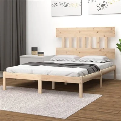 Afbeelding van vidaXL Bedframe massief hout 135x190 cm