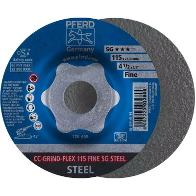 Afbeelding van PFERD 64187115 CC GRIND FLEX 115 SG STEEL FINE Schuurschijf Diameter mm Boordiameter 22.23 10 stuk(s)