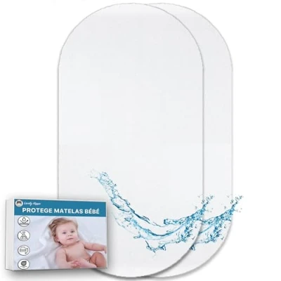 Afbeelding van Lovely Hippo Matrasbeschermer, 100% waterdicht, Oeko Tex absorberende en ademende matrasbeschermer voor baby&#039;s waterdicht zonder chemische behandeling (40 x 80 cm (2 stuks)