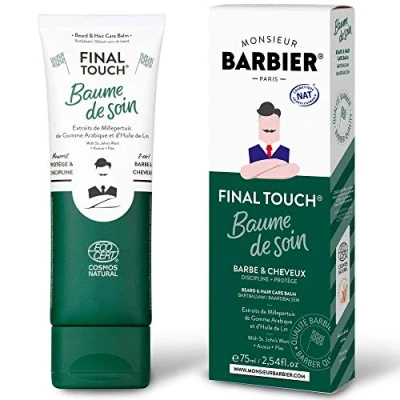 Afbeelding van MONSIEUR BARBIER 2 in 1 baard en haarbalsem voor heren, styling voedende verzorging, lichte fixatie, natuurlijk effect, Frans, veganistisch product, Ecocert/COSMOS NATURAL