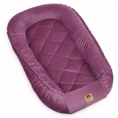 Afbeelding van PIMKO Knus babynestje, multifunctioneel, 2 zijden, anti allergisch, cocon, 60 x 90 cm, zachte pluche, zonsonderganggroen