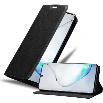 Afbeelding van Cadorabo Hoesje geschikt voor Samsung Galaxy NOTE 10 in ZWARTE NACHT Beschermhoes met magnetische sluiting, standfunctie en kaartvakje Book Case Cover Etui