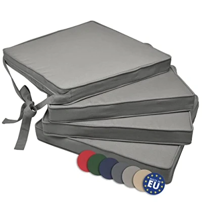 Afbeelding van Beautissu Loft SK Set van 4 Zitkussen Grijs 45x40 cm Stoelkussen met Lint