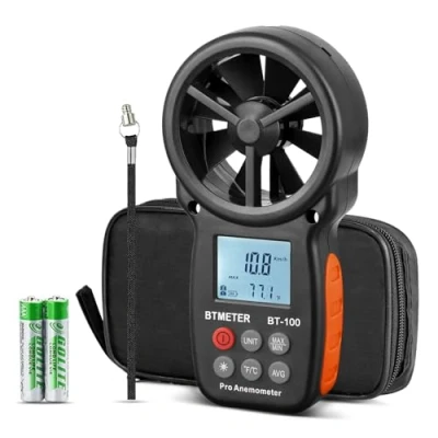 Afbeelding van BTMETER BT 100 Draagbare digitale anemometer, windsnelheidsmeter, nauwkeurige meting windsnelheid en temperatuur voor CFM, met MAX/MIN/AVG, LCD achtergrondverlichting, HVAC
