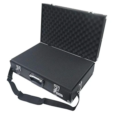 Afbeelding van HMF 14521 02 aluminium fotokoffer, wapenkoffer met rasterschuim, 56,5 x 36 16 cm, zwart