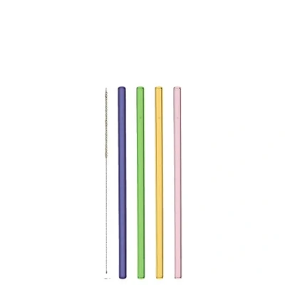 Afbeelding van Leonardo Ciao Glazen Rietjes Kleur 20cm 4 stuks + borstel