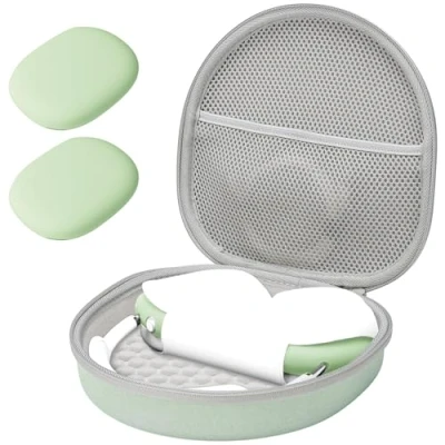 Afbeelding van ProCase AirPods Max hoofdtelefoon harde hoes met 2 slimme siliconen beschermhoesjes, EVA schaal groen