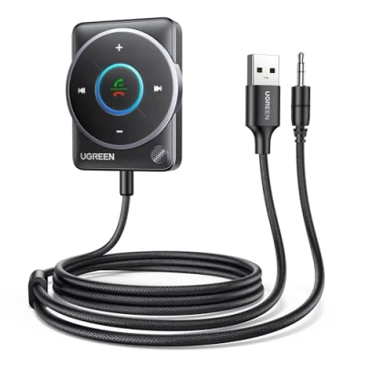 Afbeelding van UGREEN bluetooth Adapter Jack 5.4 ontvanger voor auto met 3,5 mm jackstekker, ontvanger, autoradio stereo, luidspreker, geïntegreerde microfoon, extra handsfree