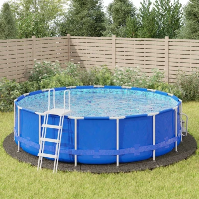 Afbeelding van Zwembadgrondzeil Ø550 cm polyester geotextiel lichtgrijs