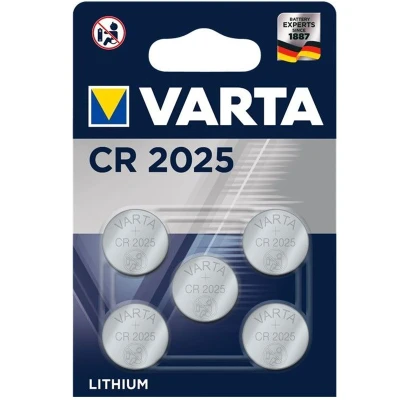 Afbeelding van Varta CR2025 lithiumbatterij in een verpakking van 5