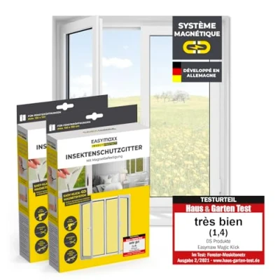 Afbeelding van EASYmaxx Insect Protect 2 stuks vliegengaas voor ramen met magnetische bevestiging, op maat te snijden, tot 130 x 150 cm, muggenmagneet, eenvoudige montage