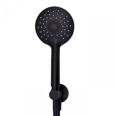 Afbeelding van Waterevolution Flow ronde handdoucheset compleet met muuraansluiting mat zwart 3 standen T1621RPR