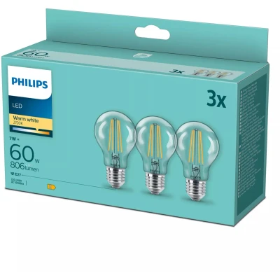 Afbeelding van Philips Lighting 77777700 LED lamp Energielabel E (A G) E27 7 W = 60 Warmwit (Ø x l) 6 cm 10.4 3 stuk(s)