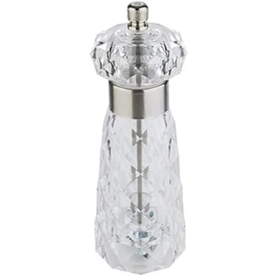 Afbeelding van APS Zoutmolen &quot;Diamond&quot;, zoutdispenser, transparante zouthouder van acryl, maalgraad koolstofstaal, traploos instelbare maalgraad, Ø 6 cm, hoogte 18 cm