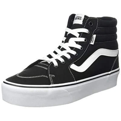 Afbeelding van Vans Filmore Hoge sneakers voor dames, suède/canvas, Zwart en wit, 34,5 EU, wit canvas.