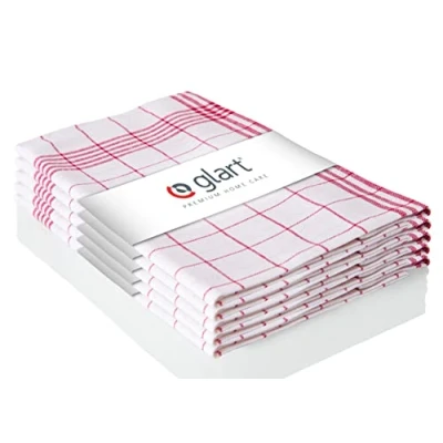 Afbeelding van Glart Set van 5 katoenen handdoeken, geruit, rood/katoen, één maat, rood/wit