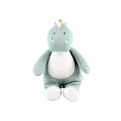 Afbeelding van NOUKIE&#039;S Stegi mini muzikaal pluche dier Stegosaurus knuffeldier van biologisch katoen + houten ring ontwaken babycadeau