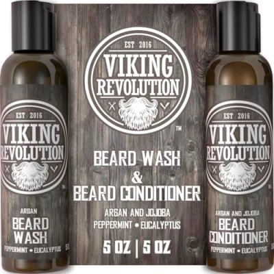Afbeelding van Viking Revolution Conditioner voor shampoo en baardshampoo heren, met argan jojoba oliën, verzacht, hydrateert versterkt de groei, natuurlijke geur pepermunt eucalyptus, 2 x 150 ml