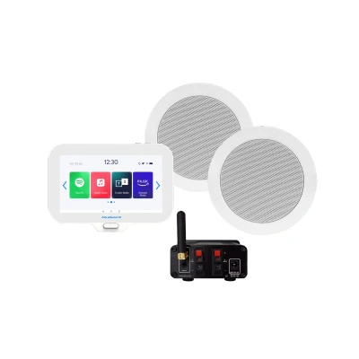 Afbeelding van N Joy badkamerradio met twist speaker set in wit, controller (IPX7), wand lader en bluetooth versterker 30 WATT