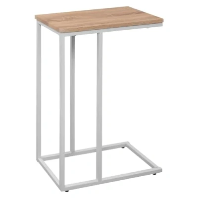 Afbeelding van WOLTU® Bijzettafel van metaal en MDF, 45 x 25 63,5 cm, licht eiken, TSG17hei