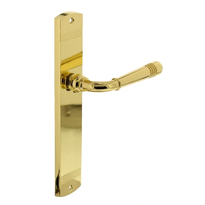 Afbeelding van Intersteel Deurkruk Emily op schild 235x45x8 mm blind messing gelakt