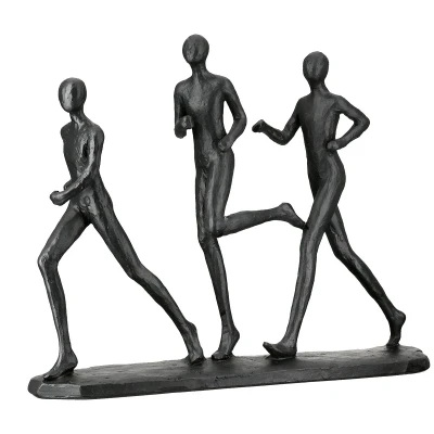 Afbeelding van Gilde Handwerk Sculptuur Beeld hardlopen Sportbeeld 6x29x23 cm kleur zwart Metaal