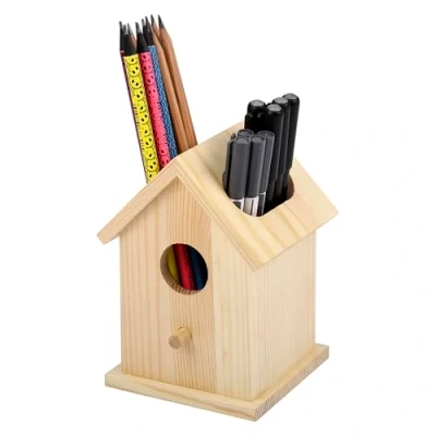 Afbeelding van BELLE VOUS Desktop Pen Holder Wooden Compact Tabletop Mount