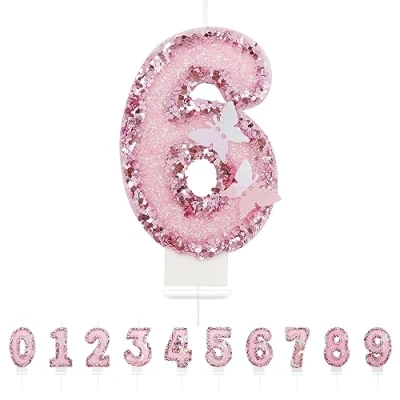 Afbeelding van Verjaardagskaarsen cijfers Pink6