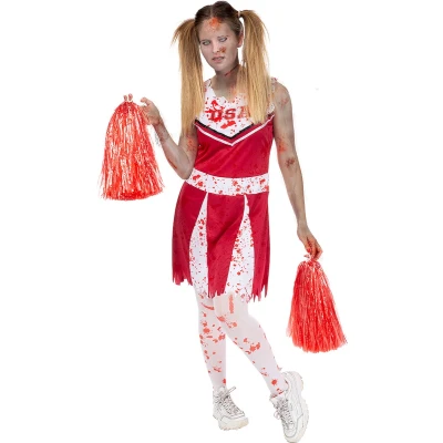 Afbeelding van FUNIDELIA Zombie Cheerleader Kostuum voor vrouwen Maat: L Rood