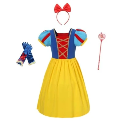 Afbeelding van Lito Angels Deguisement Robe Princesse Blanche Neige avec Accessoires pour Enfant Fille Taille 12 18 mois, Jaune